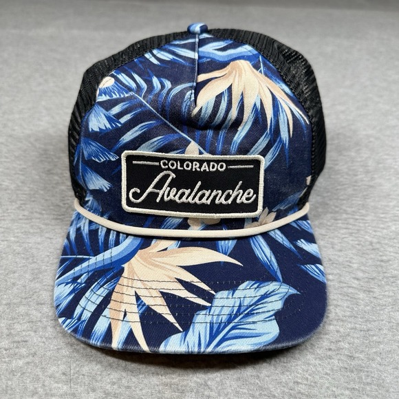 Colorado Avalanche Trucker Hat OSFA Mesh Back Navy Palm Print NHL Hockey '47 - Picture 2 of 9